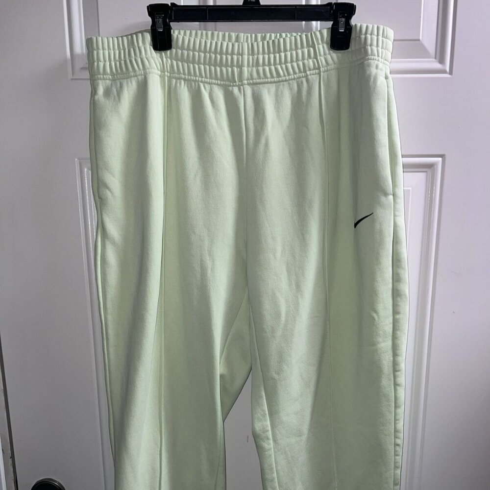 Nike Light Green Track Pants with Black Swoosh